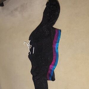 Peach Love Sparkly Black Sweater L EUC